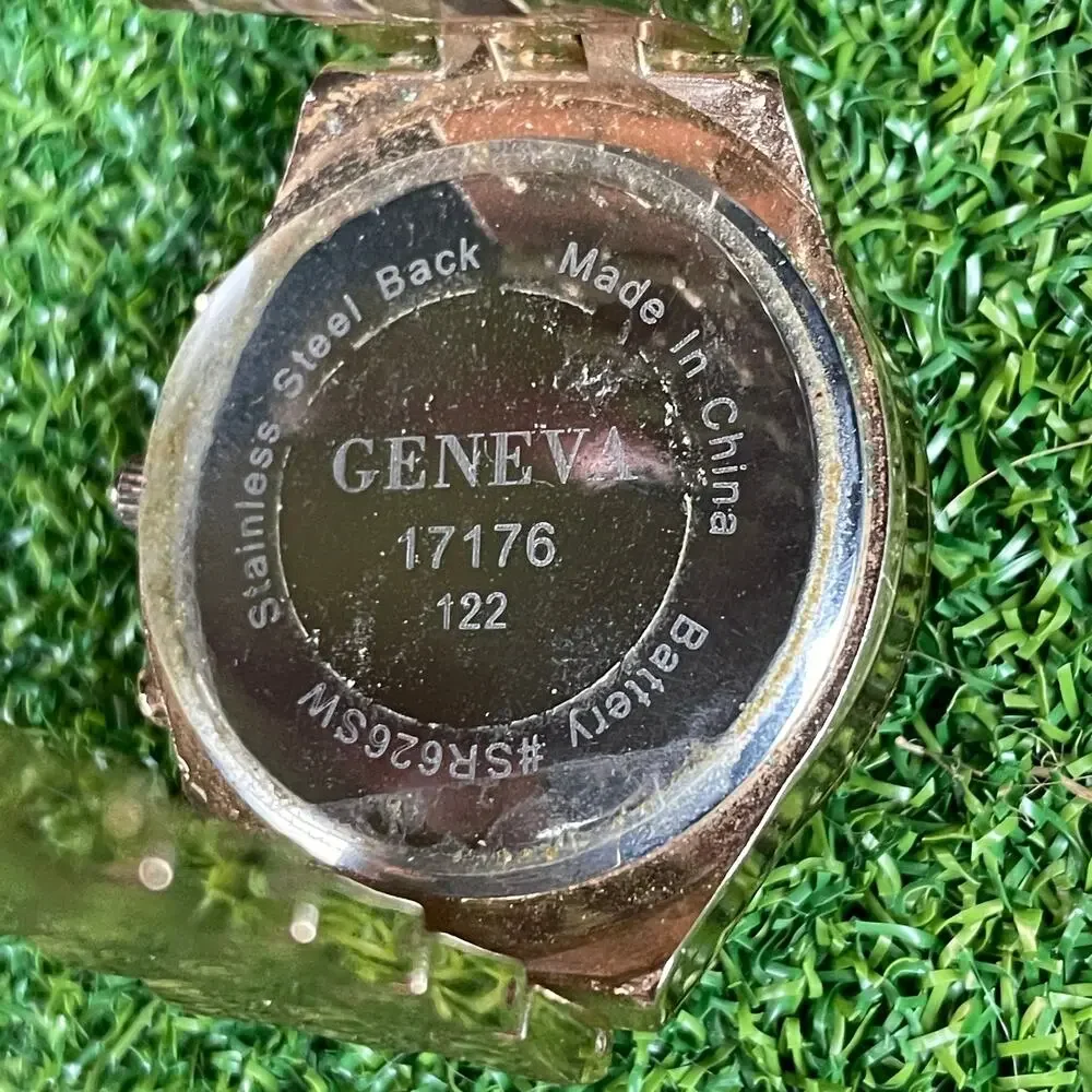 Geneva Ladies Quartz Purple Gold Stainless Steel Back Watch